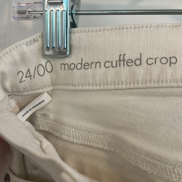 LOFT Women's Straight Leg Modern Cuffed Crop Cream Jeans 24/00 - Picture 6 of 8